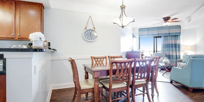 Take the amenities of home and move them to the beach, and that’s what you’ll get when you stay in our Ocean View Two Bedroom Suite. Relax in either the king bed or one of two queen beds. Including two baths, a complete kitchen with dishwasher, oven and stovetop, washer and dryer, and a generous sitting area to unwind, our suite will become your new home away from home.