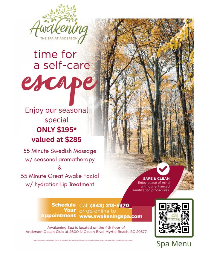 Awakening Spa fall seasonal special - $195 Swedish massage and Great Awake facial package